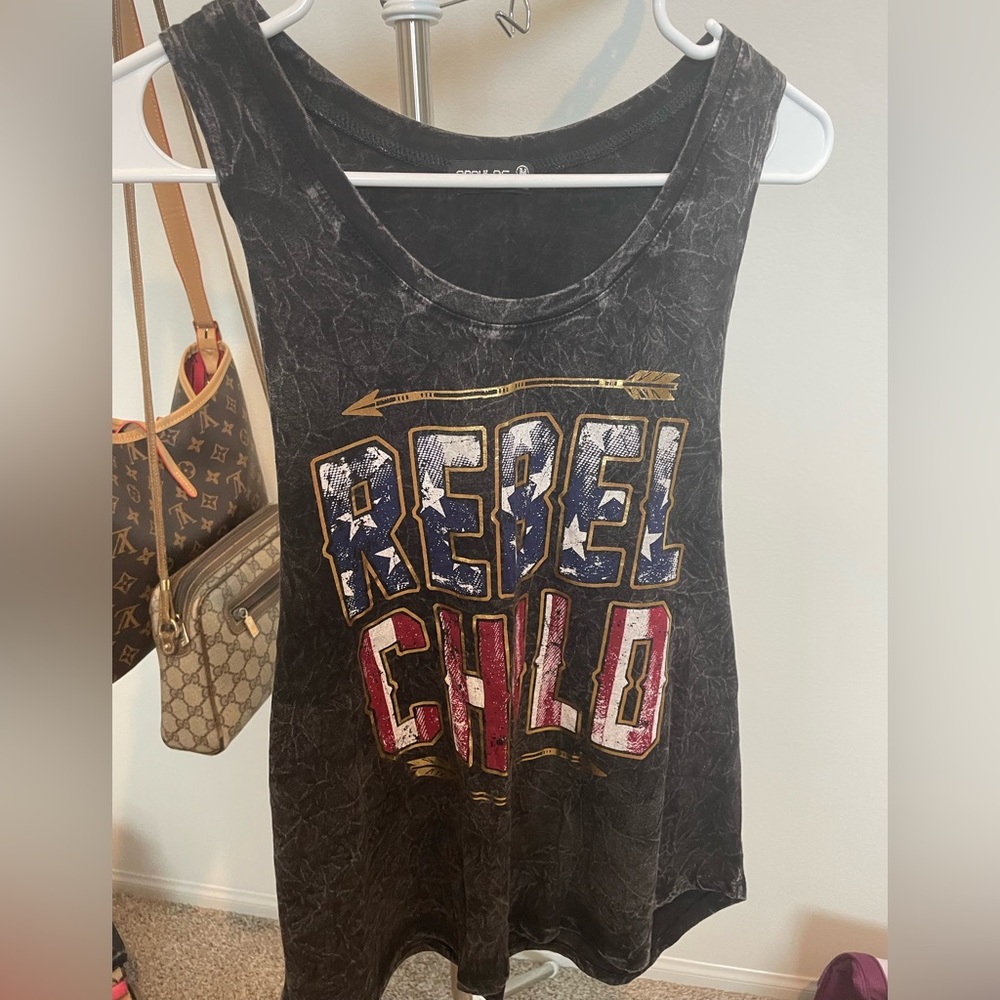 Popular Basics Black Rebel Graphic Tank Top